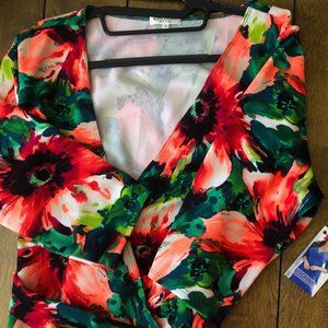 Kiyonna bright wrap dress